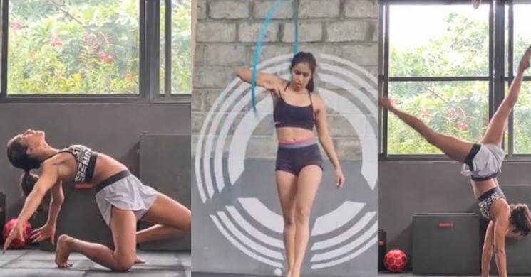 Comali Actress Samyuktha Hegde New Tricks In Workout